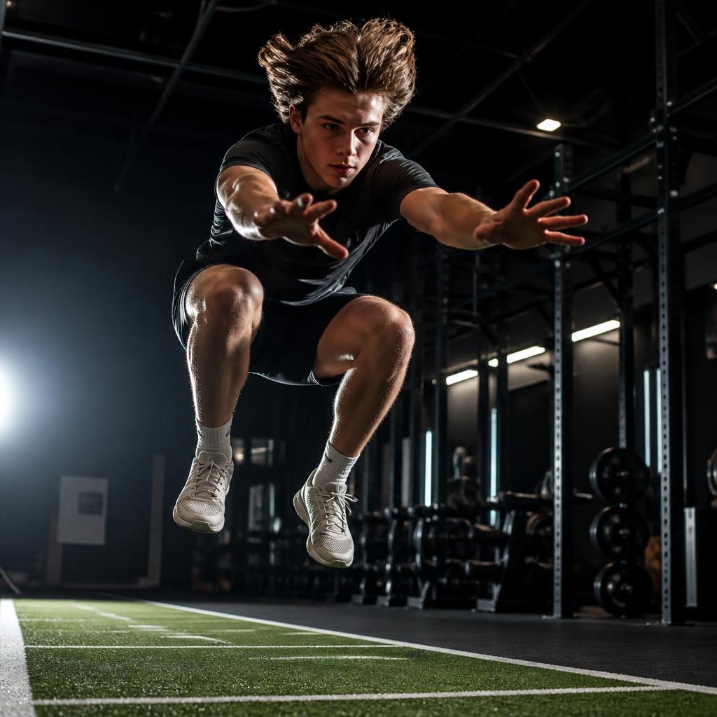 Athlete performing a broad jump test at ETHOS